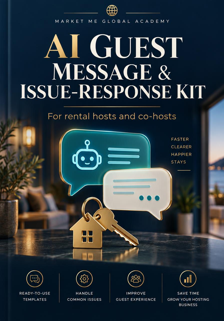 AI Guest Message & Issue-Response Kit, a 38-page fillable PDF for rental hosts